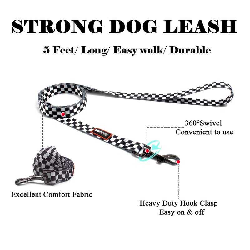 QQPETS Dog Harness Leash Set Adjustable Heavy Duty No Pull Halter Harnesses for Small Medium Large Breed Dogs Back Clip Anti-Twist Perfect for Walking (S(14"-20" Chest Girth), Black Plaid) - Image 5